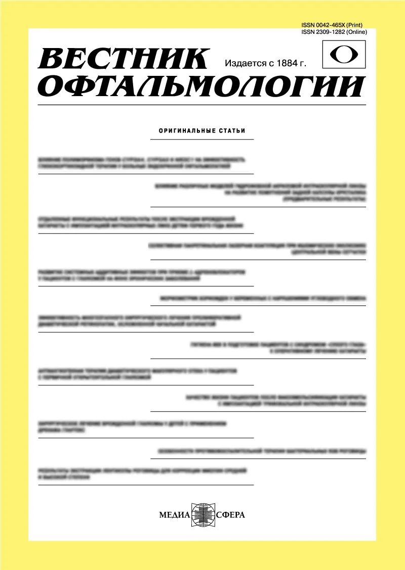 Анализ влияния фибринолитической терапии геморрагических форм диабетической ретинопатии на ангиогенный потенциал глаза