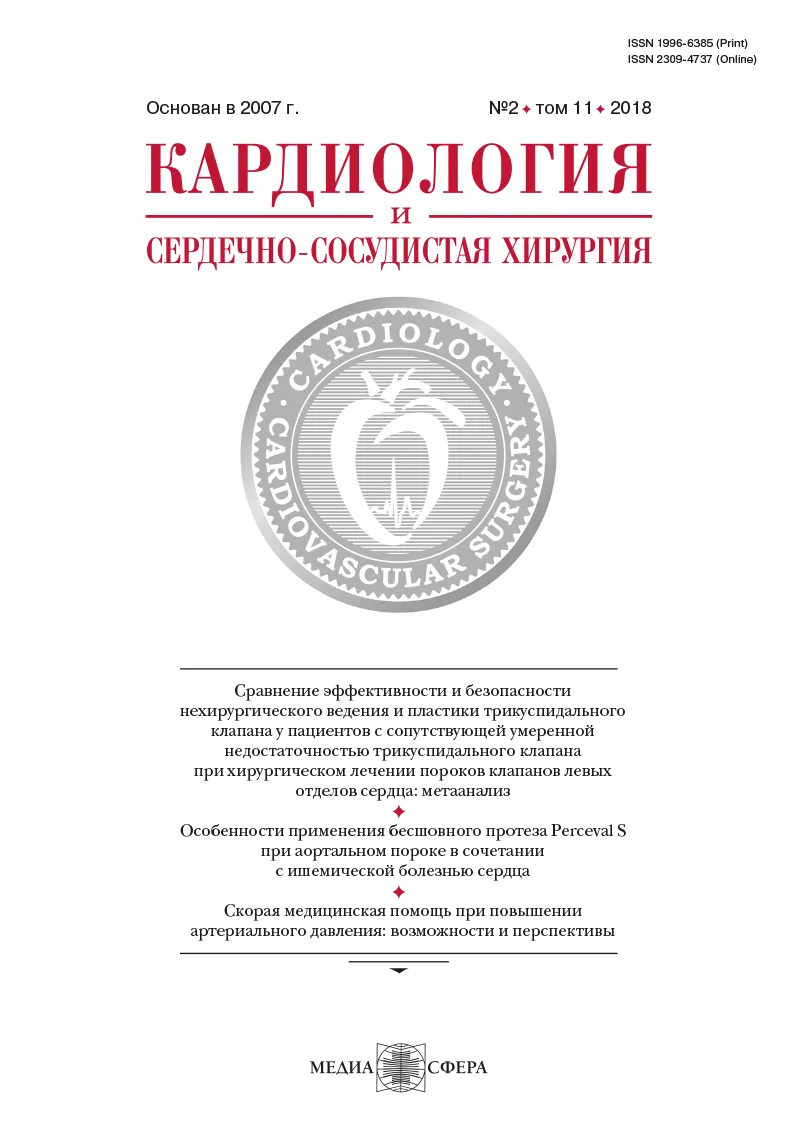 Сравнение эффективности и безопасности нехирургического ведения и пластики трикуспидального клапана у пациентов с сопутствующей умеренной недостаточностью трикуспидального клапана при хирургическом лечении пороков клапанов левых отделов сердца: метаанализ